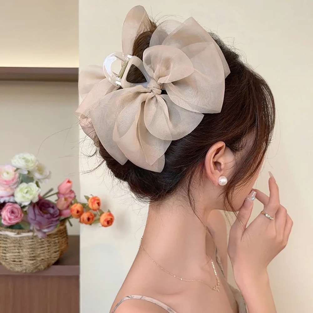 New Elegant Cream Hair Bow Clip